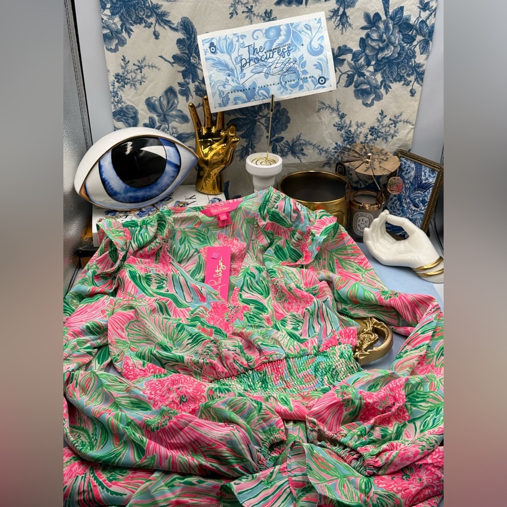 🆕 LILLY PULITZER 🧿 NWT Taviana Stretch Dress, Coming in Hot Blue Horizon, Sz00 - Picture 2 of 15